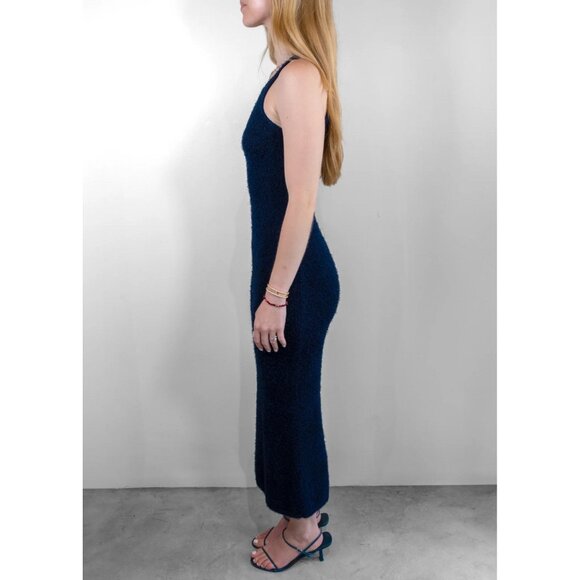 KHAITE Jaime Dress Navy Blue Knit Midi Sleeveless - Picture 2 of 9